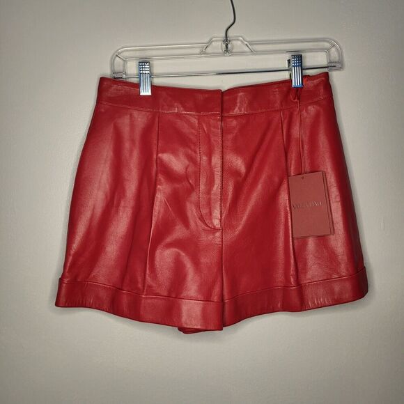 NWT $2590 VALENTINO GARAVANI Rouge Absolute red leather shorts Sz 40 - Picture 7 of 16